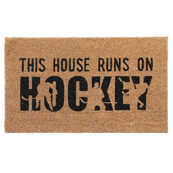 Coir Door Mat (This House Runs On Hockey)