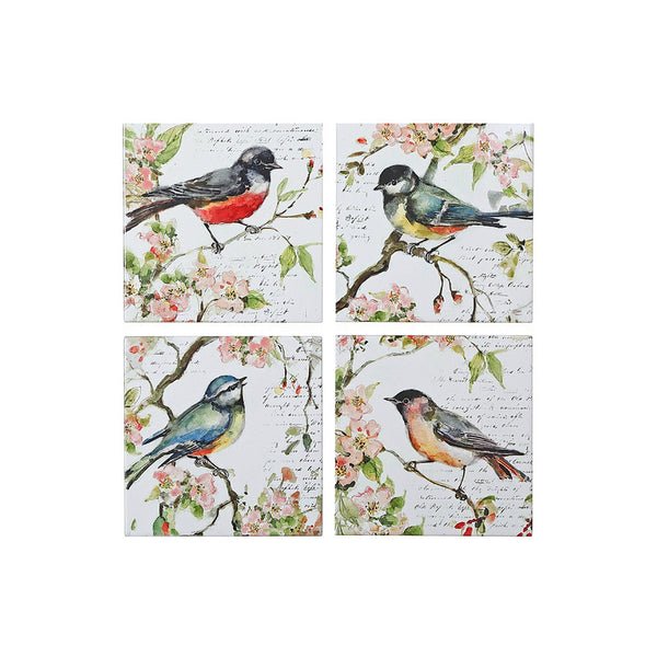 8" Square Ceramic Trivet (Spring Bird) (Asstd) - Set of 4