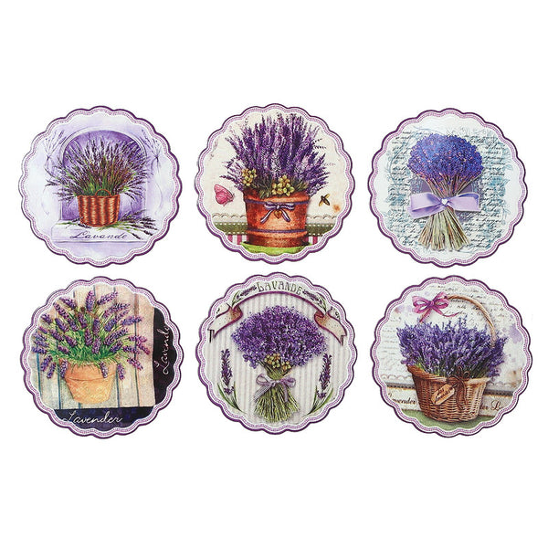 8" Round Scallop Edged Ceramic Trivet (Lavender) (Asstd) - Set of 6
