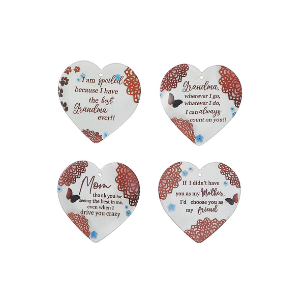 Ceramic Heart Wall Hanger Mom/Grandma Asstd - Set of 4