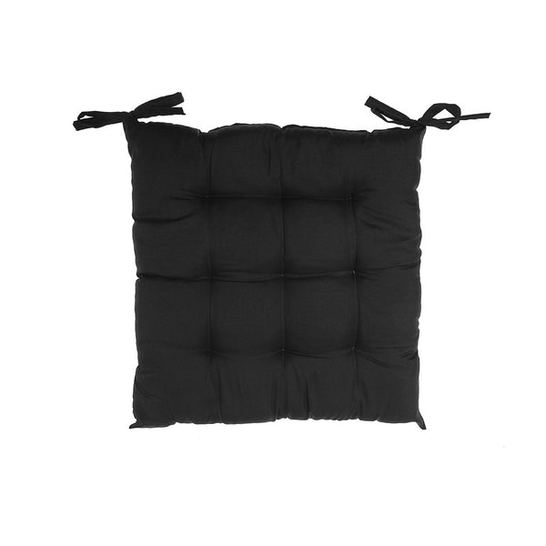 Polyester Tufted Chairpad (18 X 18) (Black) - Set of 2