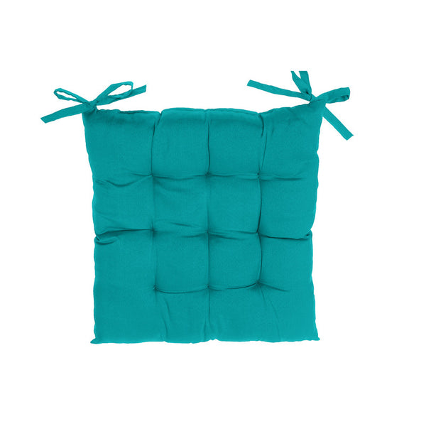 Polyester Tufted Chairpad (18 X 18) (Teal) - Set of 2