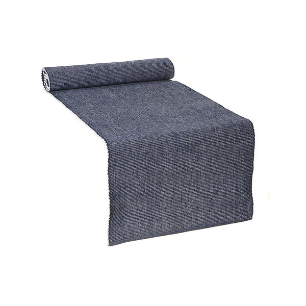 Chambray Ribbed Table Runner (Navy Blue) - Set of 2