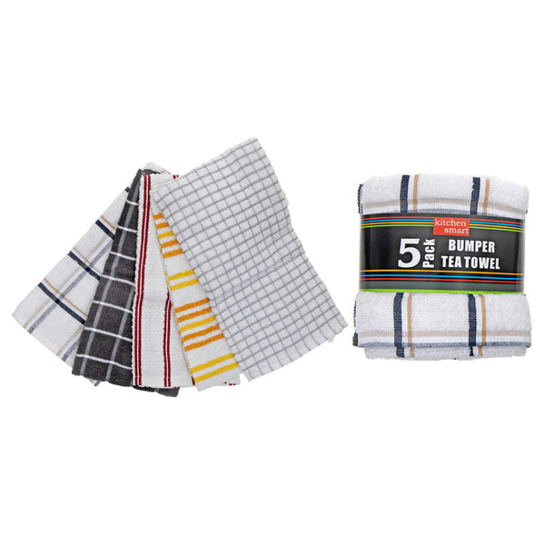 5 Pack Assorted Terry Kitchen Towels