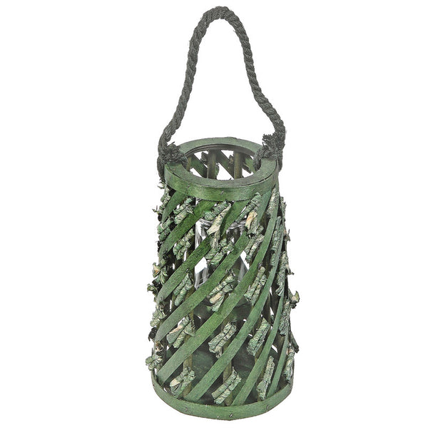 Green Wicker Cylinder Lantern (Small)