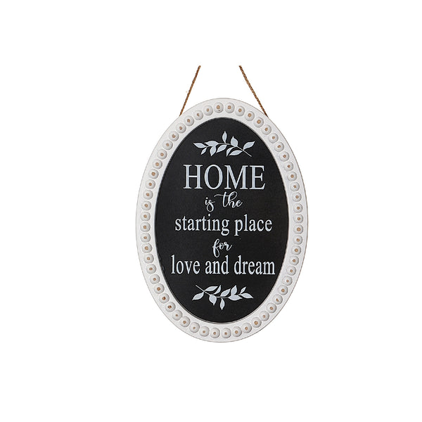 Wooden Beaded Oval Sign Home