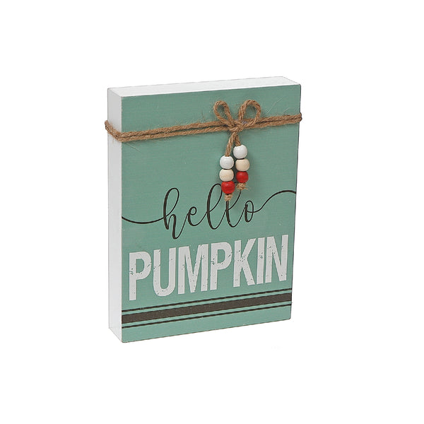 Mdf Rectangle Table Block With Bow Hello Pumpkin