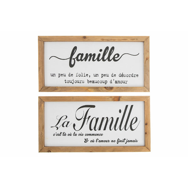 Framed Inspirational French Wood Plaque (Famille) (Asstd) - Set of 2