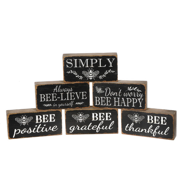 Wood Blocks (Inspirational Bee Sayings) (Asstd) - Set of 6