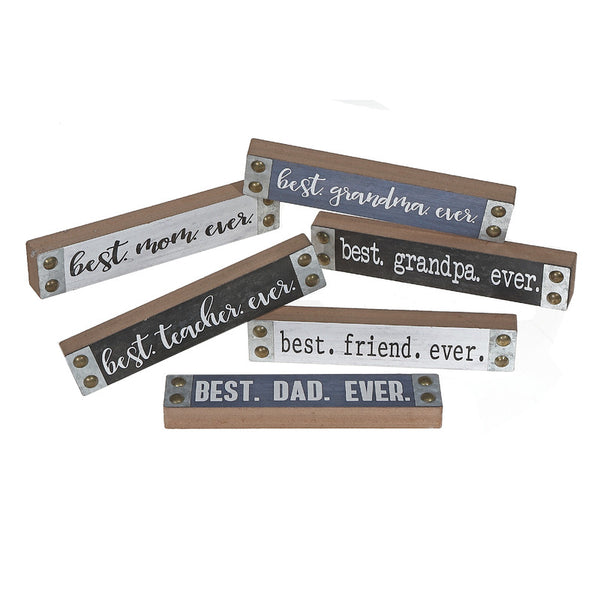 Wood Blocks With Metal Accents (Best Figure Ever) (Asstd) - Set of 6