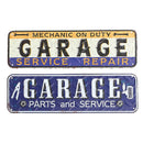Embossed Galvanized Wall Sign (Garage Service) (Asstd) - Set of 2