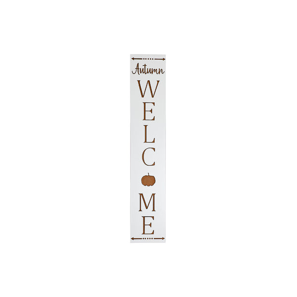 White Engraved Wall Sign (Autumn Welcome)