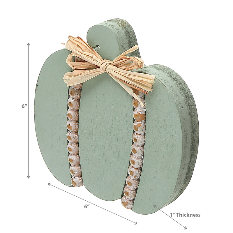 Sage Green Pumpkin Stand With Beads
