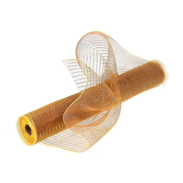 Mesh Ribbon (Gold With Gold Stripes) (21"X10Y) - Set of 2
