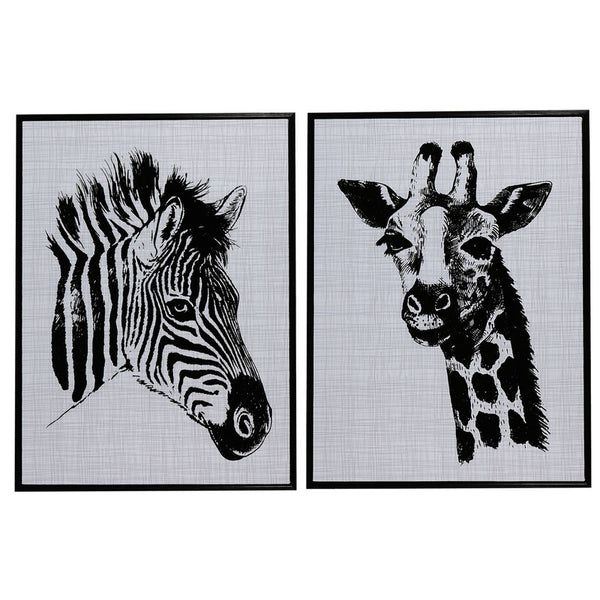 Framed Canvas & Felt Wall Art (Zebra/Giraffe) (18 X 28) (Asst)-Set of 2