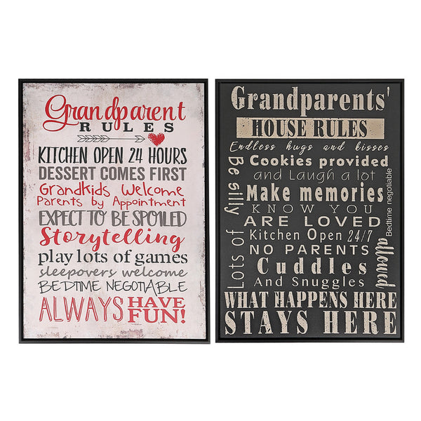 Framed Canvas Wall Sign (Grandparent Rules) (Asstd) - Set of 2