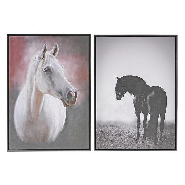 Framed Canvas Wall Art (Horse Portrait) (Asstd) - Set of 2