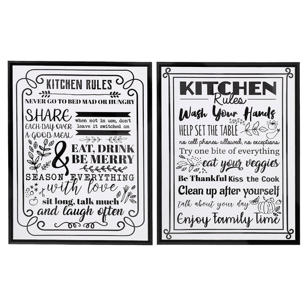 Canvas Wall Sign (Kitchen Rules) (16 X 20) (Asstd) - Set of 2