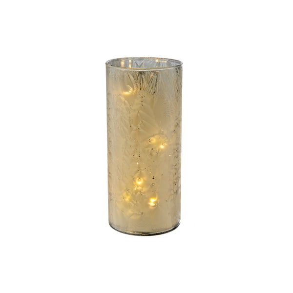Led Cylinder Glass Stand (Gold) (7.9") - Set of 2
