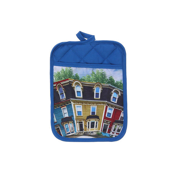 Pot Holder With Pocket Whimsical Rowhouse - Set of 6