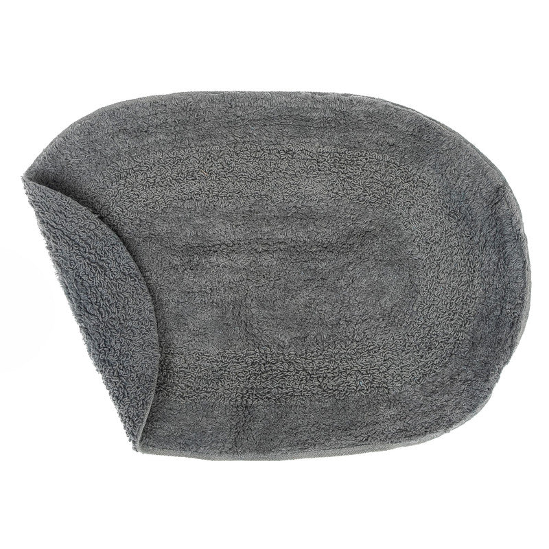 Reversible Cotton Oval Solid Color Bath Mat (16 X 24) (Gray) - Set of 2
