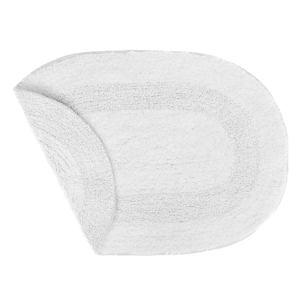 Reversible Cotton Oval Solid Color Bath Mat (16 X 24) (White) - Set of 2