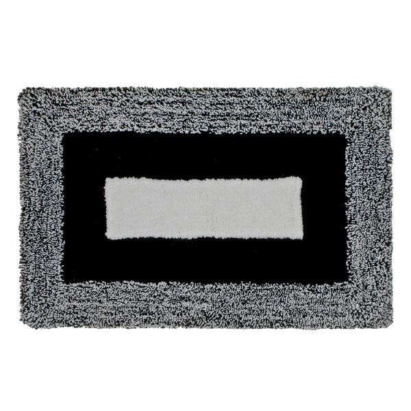Microfibre Border Bath Mat (Black) (20 X 32)