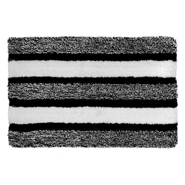 Microfibre Striped Bath Mat (Black) (20 X 32)
