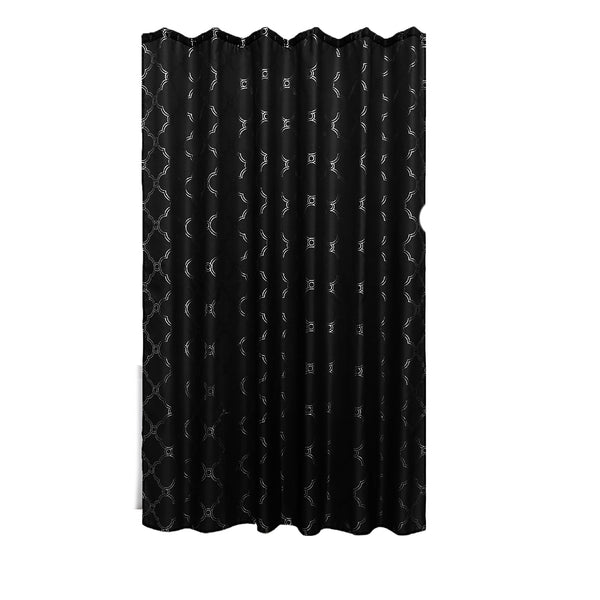 Polyester Silver Foil Trellis Printed Shower Curtain (Black)