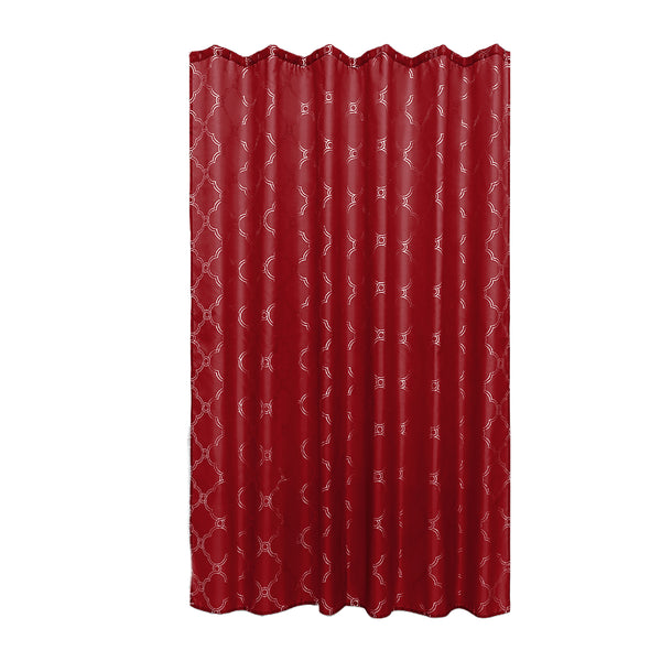 Polyester Silver Foil Trellis Printed Shower Curtain (Red)