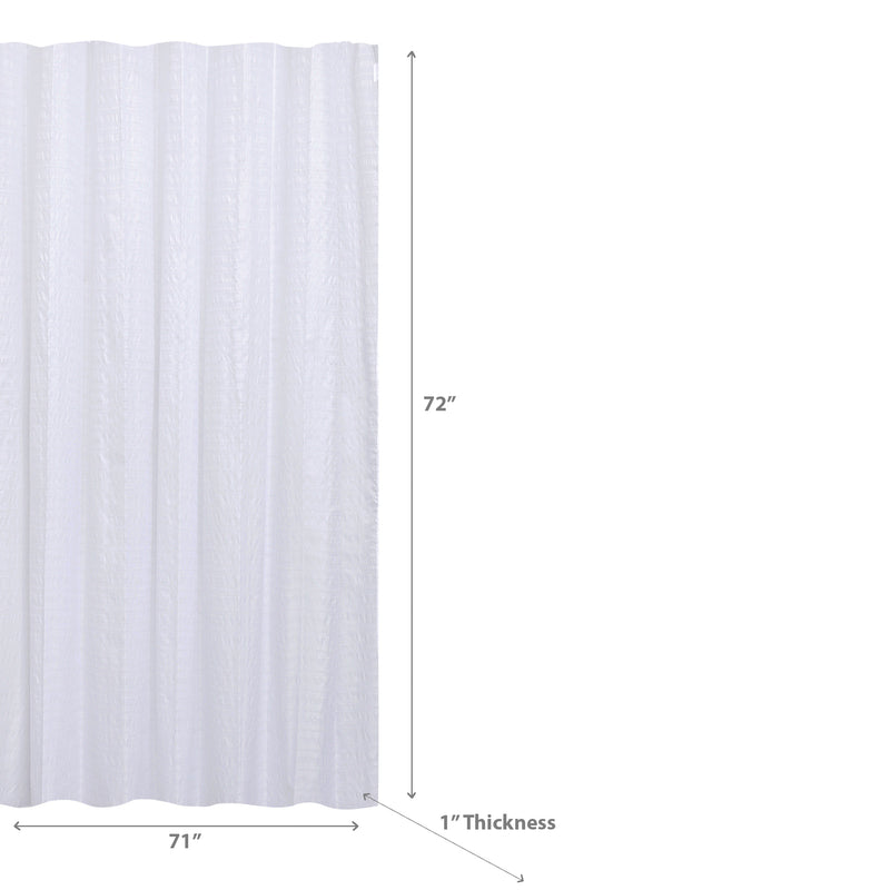 Embossed Shower Curtain With C Hooks White