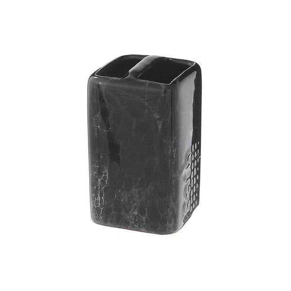 Ceramic Toothbrush Holder (Black Granite) - Set of 2