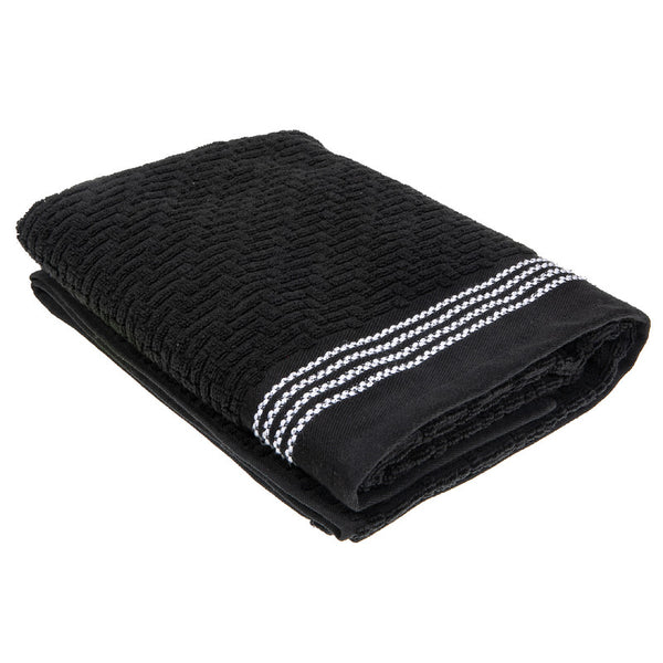 Luxury Stitch Bath Towel (30 X 60) (Black) - Set of 2