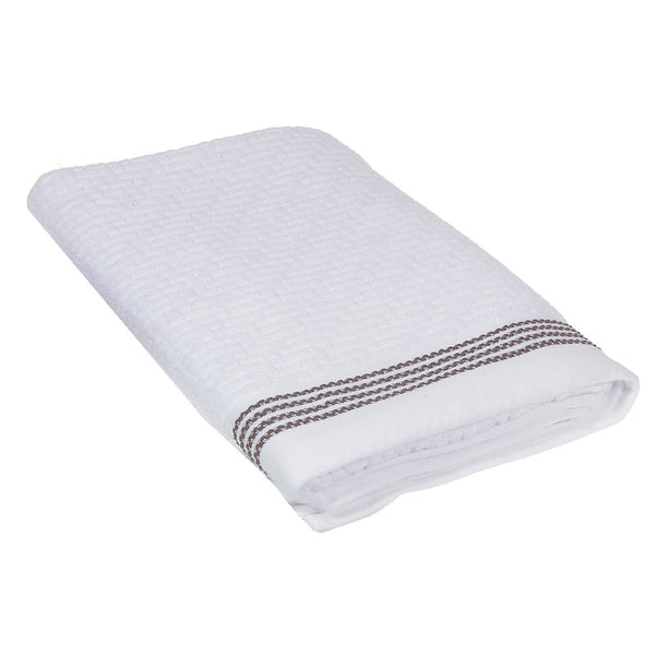 Luxury Stitch Bath Towel (30 X 60) (White) - Set of 2