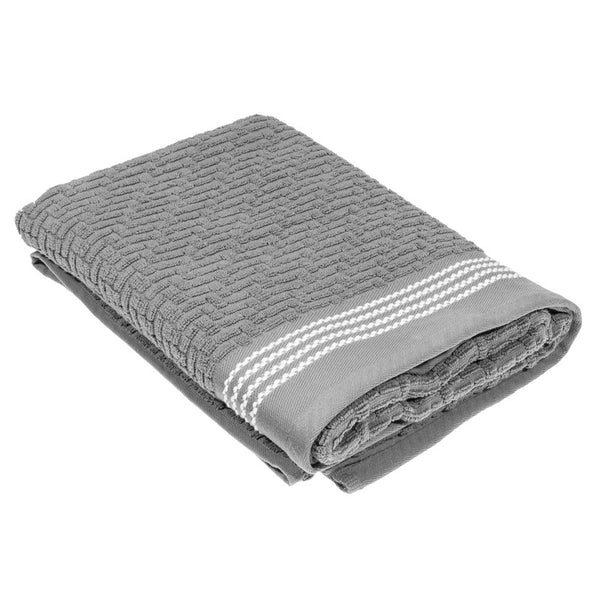 Luxury Stitch Bath Towel (27 X 50) (Light Grey) - Set of 2