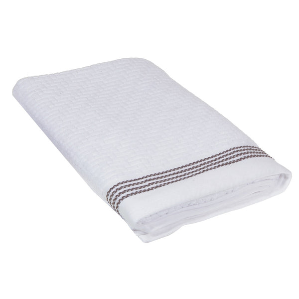 Luxury Stitch Bath Towel (27 X 50) (White) - Set of 2