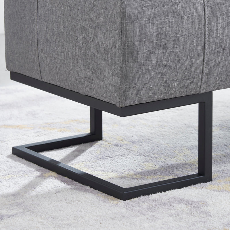 Imperial Tufted Double Ottoman With Black Base (Gray)