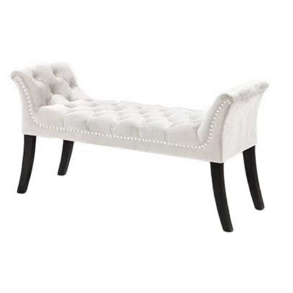 Imperial Tufted Bench With Armrest (Beige)