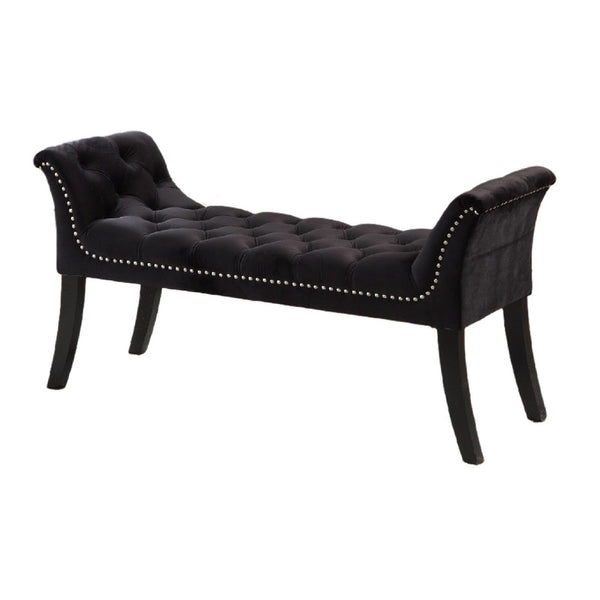 Imperial Tufted Bench With Armrest (Black)
