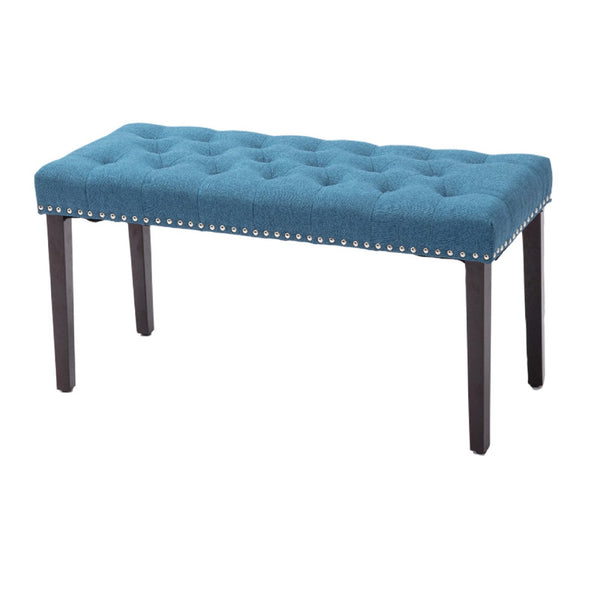 Cabara Tufted Fabric Bench (Blue)