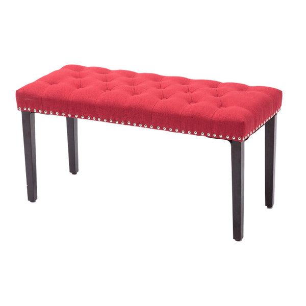 Cabara Tufted Fabric Bench (Red)