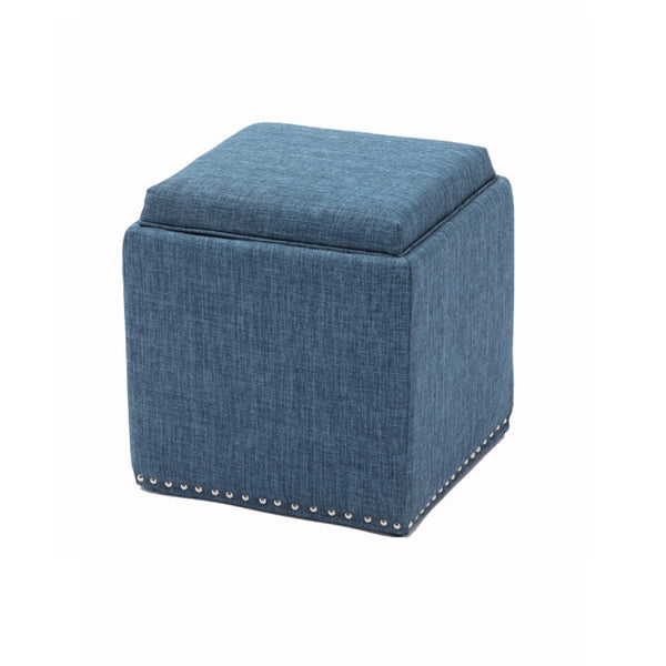 Chase Fabric Ottoman With Flip Tray Lid (Blue)
