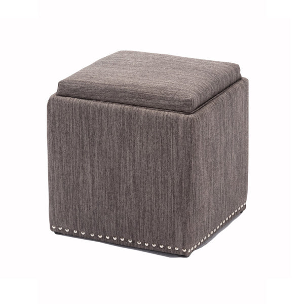 Chase Fabric Ottoman With Flip Tray Lid (Charcoal Gray)
