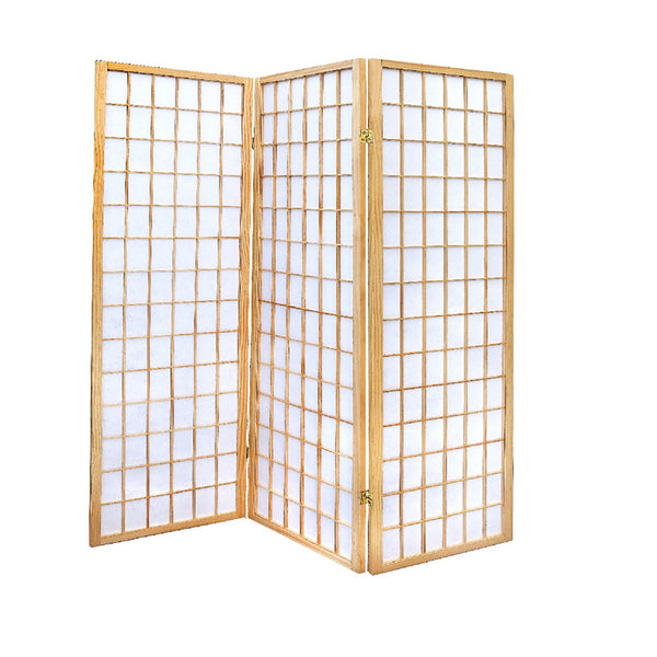 3 Panel Wood Framed Paper Screen (Natural)