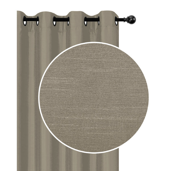 Faux Silk Panel With 8 Grommets (Taupe) - Set of 2