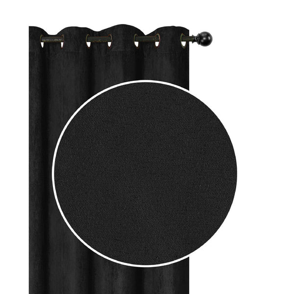 Faux Suede Panel With 8 Grommets (Black) - Set of 2