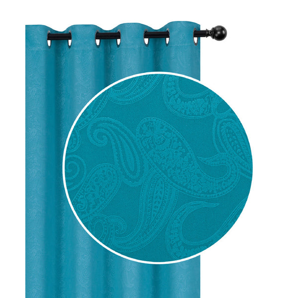 Embossed Blackout Panel W 8 Grom (Paisley) (Teal) (84") - Set of 2