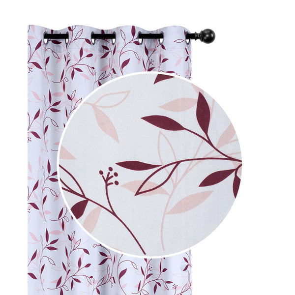 Decorative Polyester Panel W 8 Grom (Leafy Burgundy) (84") - Set of 2