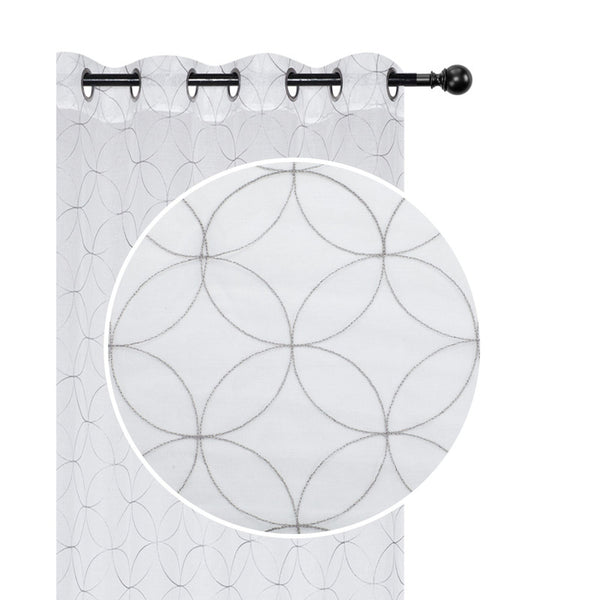 Lurex Embroidered Sheer Panel W 8 Grom (Curved Diamond) (Gray) - Set of 2