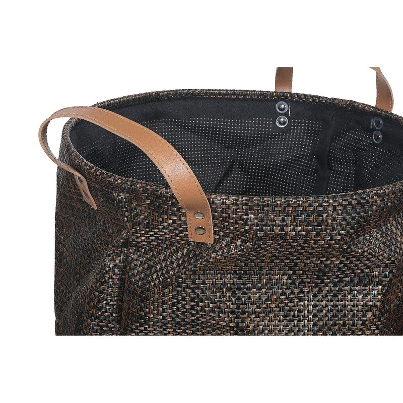 2Pc Textilene Round Storage Basket With Handles (Chocolate)